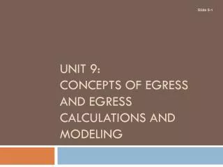 UNIT 9: CONCEPTS OF EGRESS AND EGRESS CALCULATIONS AND MODELING