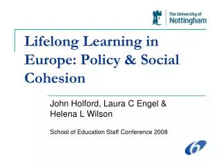 Lifelong Learning in Europe: Policy &amp; Social Cohesion