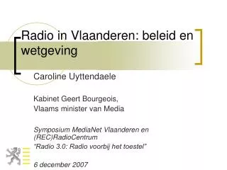 radio in vlaanderen beleid en wetgeving
