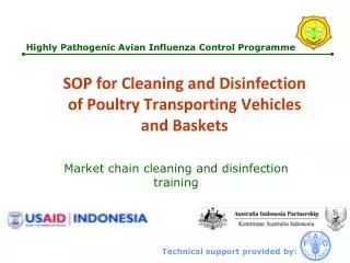 SOP for Cleaning and Disinfection o f Poultry Transporting Vehicles and Baskets