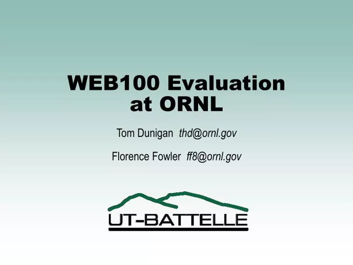 web100 evaluation at ornl