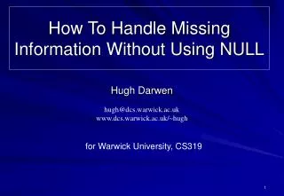 How To Handle Missing Information Without Using NULL