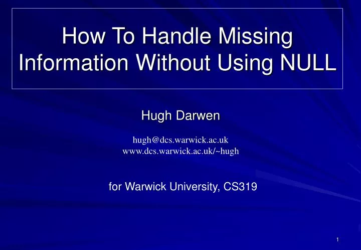 how to handle missing information without using null