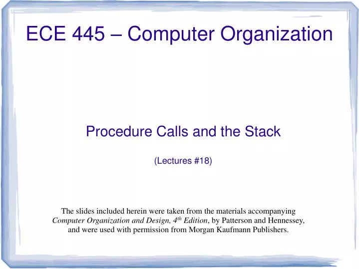 procedure calls and the stack lectures 18