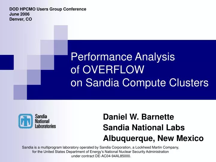 performance analysis of overflow on sandia compute clusters