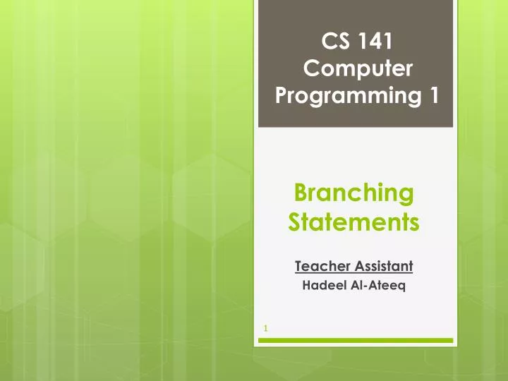 cs 141 computer programming 1