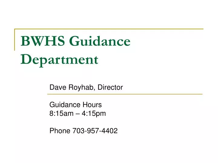 bwhs guidance department