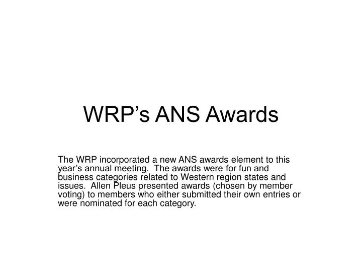 wrp s ans awards