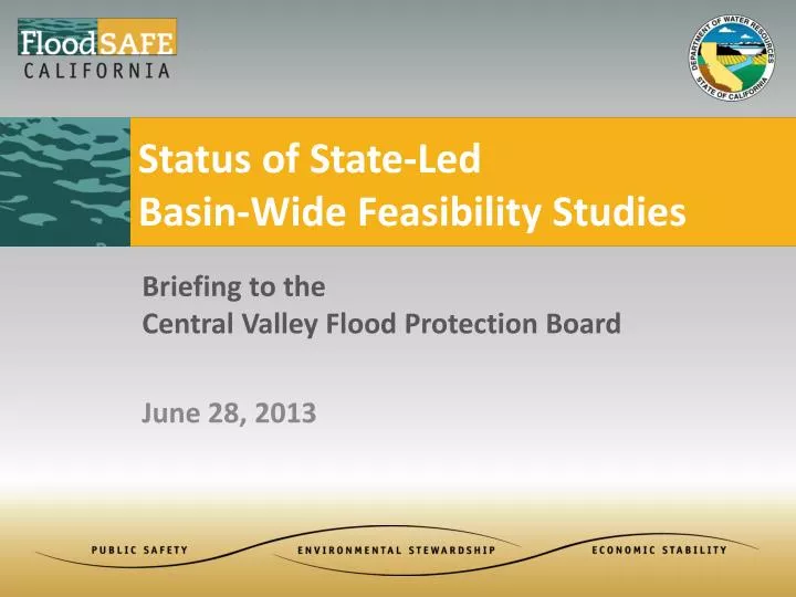 status of state led basin wide feasibility studies