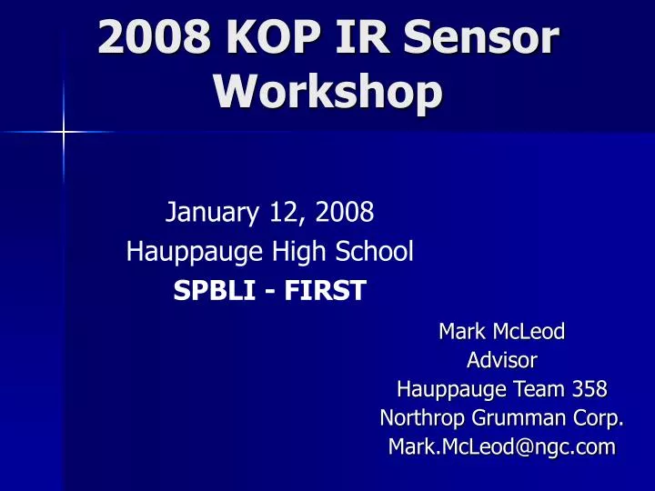 2008 kop ir sensor workshop