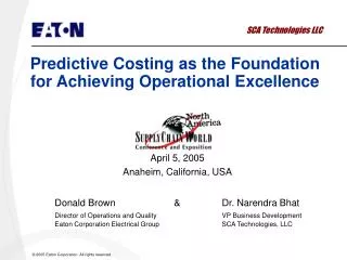 Predictive Costing as the Foundation for Achieving Operational Excellence
