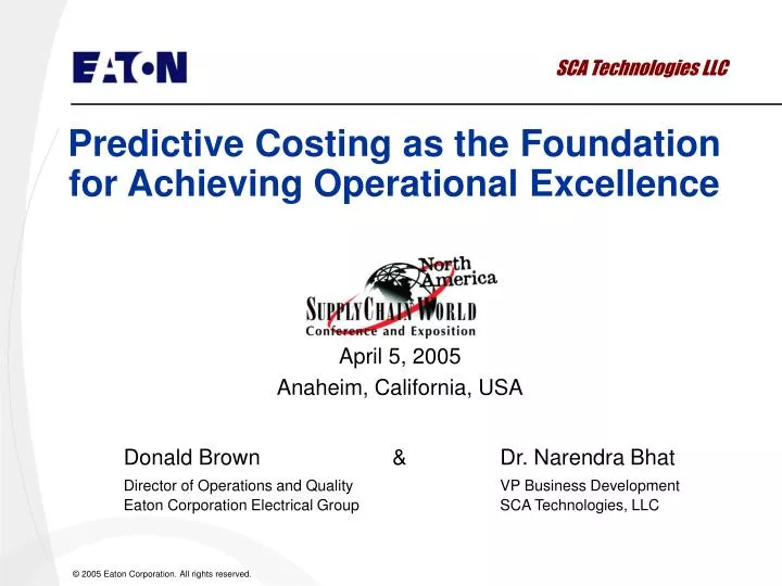 predictive costing as the foundation for achieving operational excellence