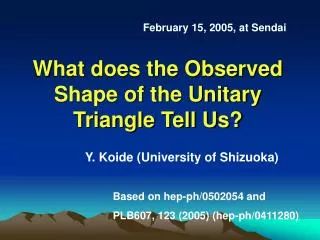 What does the Observed Shape of the Unitary Triangle Tell Us?