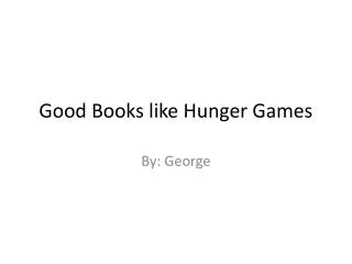 Good Books like Hunger Games