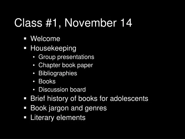 class 1 november 14
