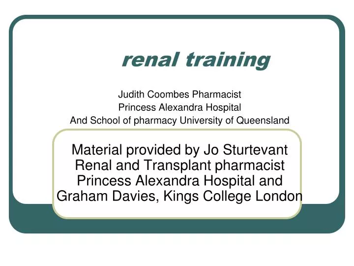 renal training