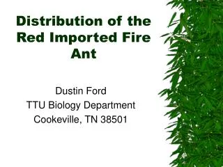 Distribution of the Red Imported Fire Ant