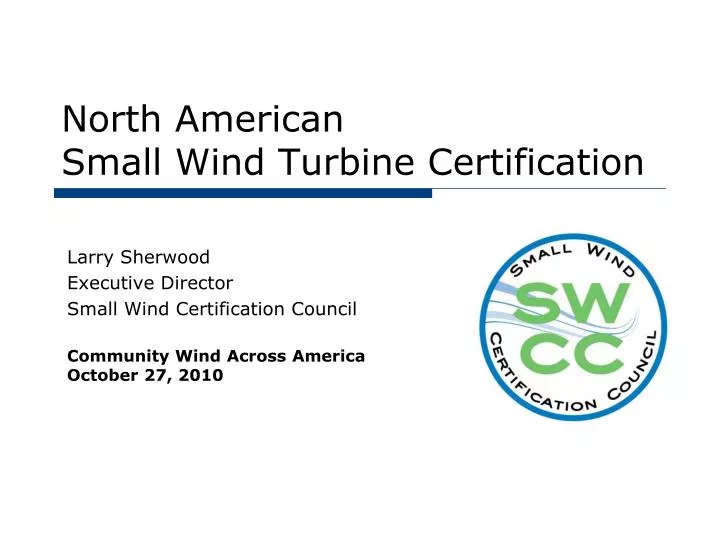north american small wind turbine certification