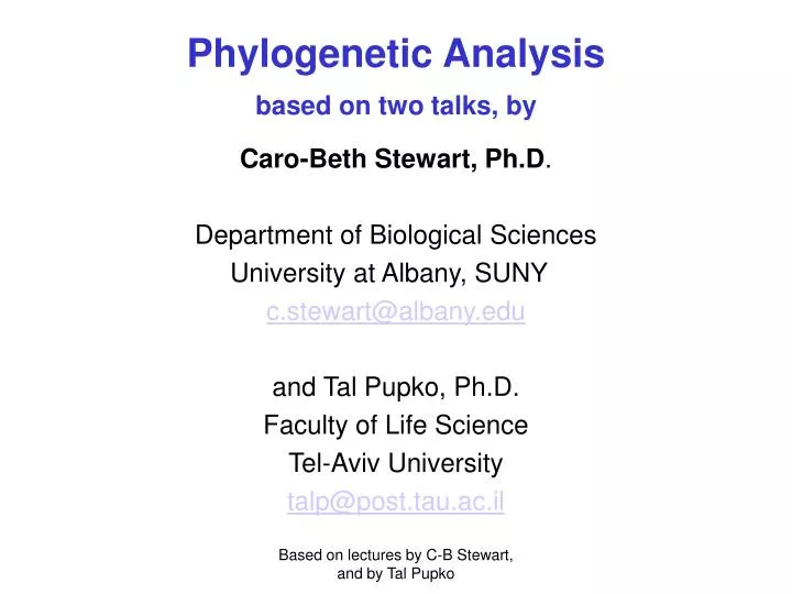 phylogenetic analysis based on two talks by