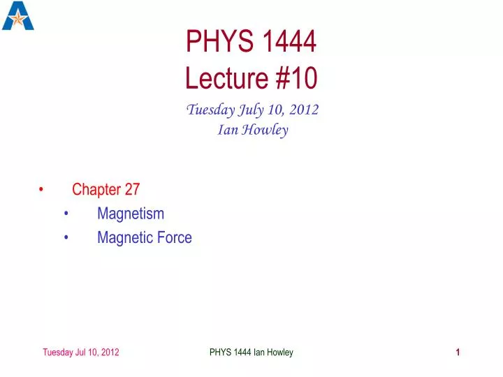 phys 1444 lecture 10