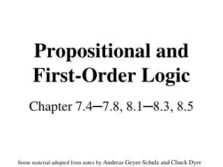 Propositional and First-Order Logic