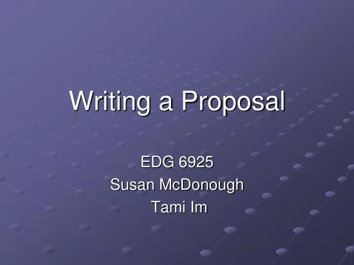 writing a proposal