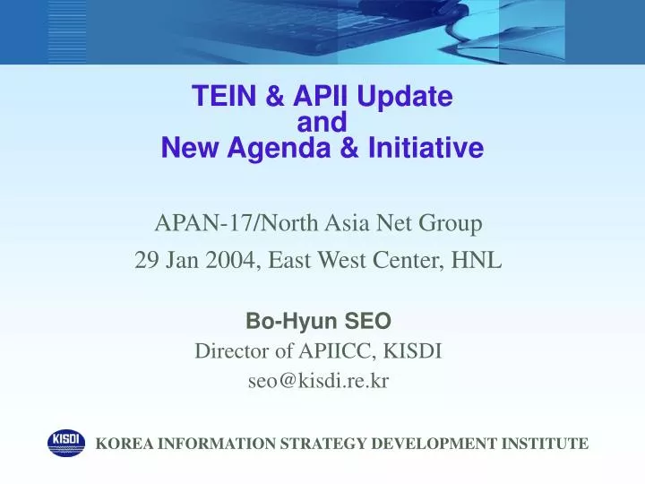 tein apii update and new agenda initiative