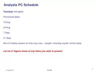 Analysis PC Schedule
