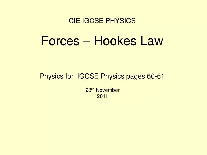 cie igcse physics forces hookes law