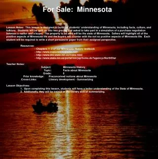 For Sale: Minnesota