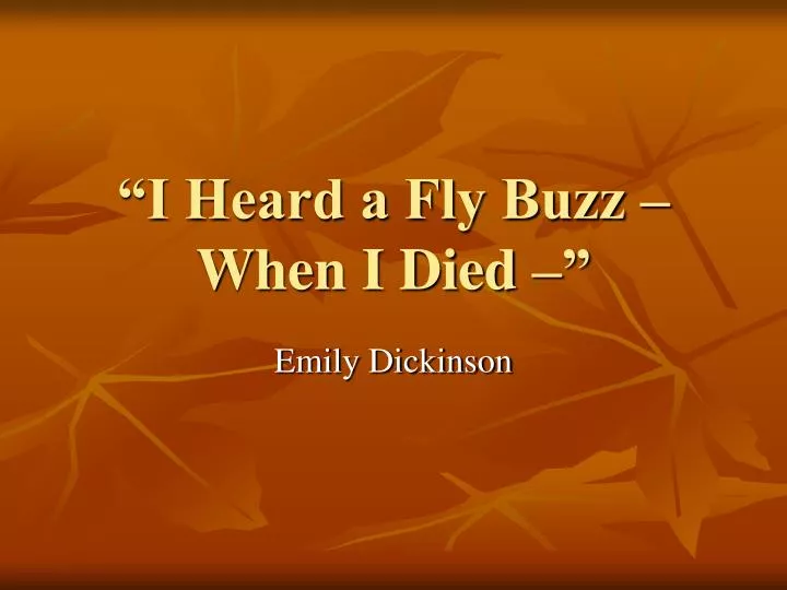 i heard a fly buzz when i died