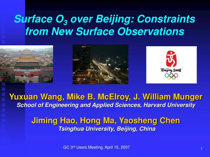 surface o 3 over beijing constraints from new surface observations