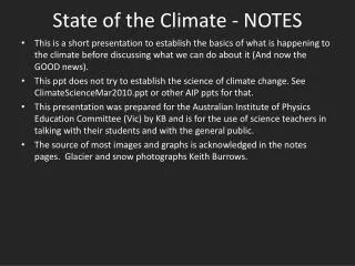 State of the Climate - NOTES