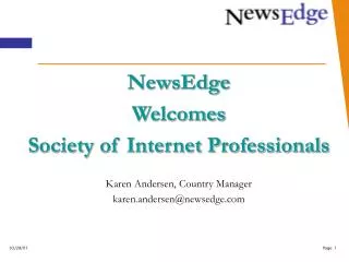 NewsEdge Welcomes Society of Internet Professionals Karen Andersen, Country Manager