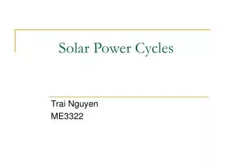 Solar Power Cycles