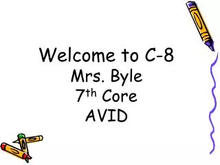 Welcome to C-8 Mrs. Byle 7 th Core AVID