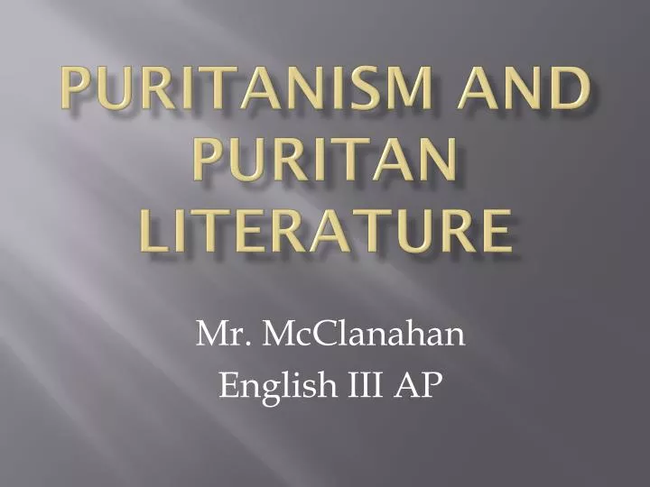 puritanism and puritan literature