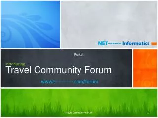 introducing Travel Community Forum