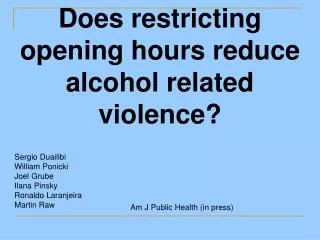 Does restricting opening hours reduce alcohol related violence?
