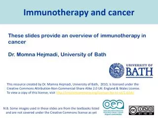 Immunotherapy and cancer
