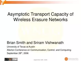 Asymptotic Transport Capacity of Wireless Erasure Networks
