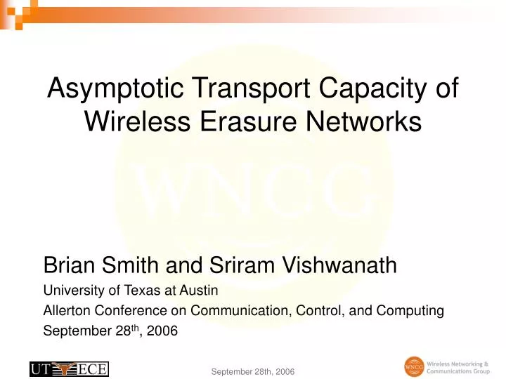 asymptotic transport capacity of wireless erasure networks