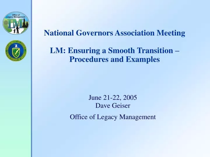 national governors association meeting lm ensuring a smooth transition procedures and examples