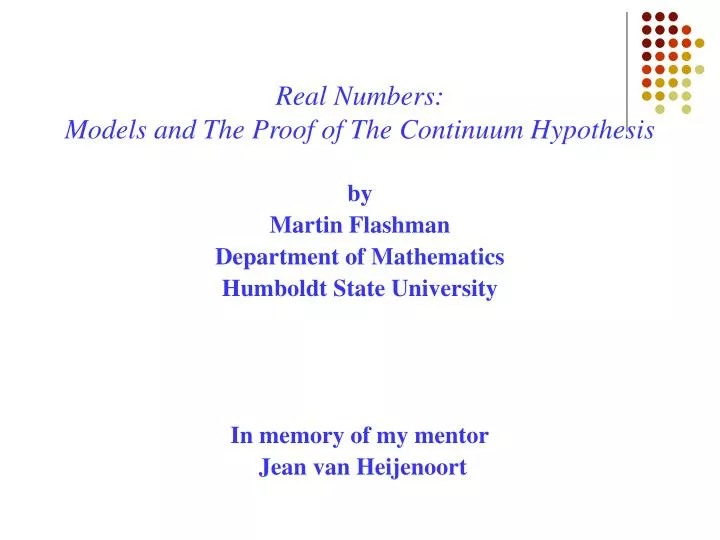 real numbers models and the proof of the continuum hypothesis