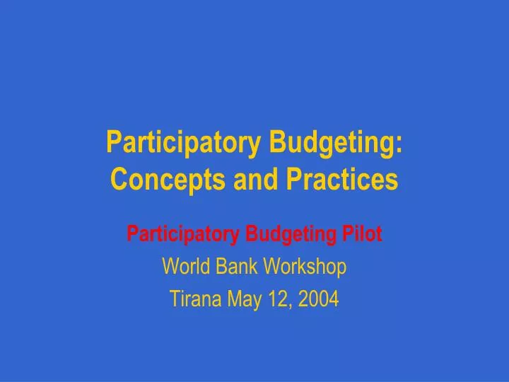 participatory budgeting concepts and practices