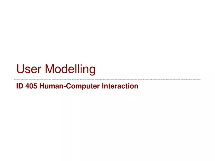 user modelling id 405 human computer interaction