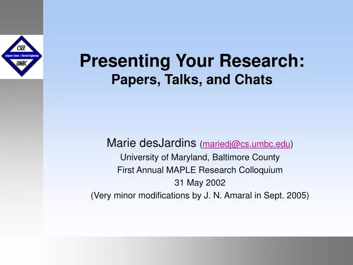 presenting your research papers talks and chats