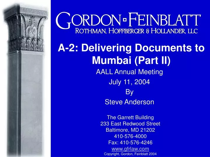 a 2 delivering documents to mumbai part ii