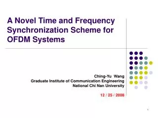 A Novel Time and Frequency Synchronization Scheme for OFDM Systems