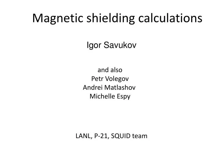 magnetic shielding calculations